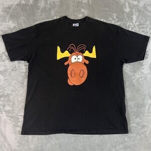 Vintage 90s Rocky & Bullwinkle Taco Bell Single Stitch Promo Shirt Men 2XL Black